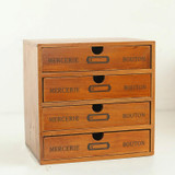 Four Pumping  Retro Wooden Drawer Storage Cabinet Desk