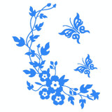 10 PCS Butterfly Flower Vine Bathroom Wall Stickers Home Decoration Wallpaper Wall Decals For Toilet Decorative Sticker(Blue)