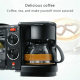 3 in 1 Electric Breakfast Machine Multifunction Coffee Maker + Frying Pan + Mini Oven  Household Bread Pizza Oven(Black)