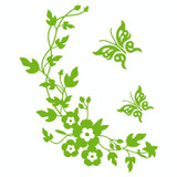 10 PCS Butterfly Flower Vine Bathroom Wall Stickers Home Decoration Wallpaper Wall Decals For Toilet Decorative Sticker(Green)