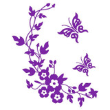 10 PCS Butterfly Flower Vine Bathroom Wall Stickers Home Decoration Wallpaper Wall Decals For Toilet Decorative Sticker(Purple)