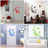 10 PCS Butterfly Flower Vine Bathroom Wall Stickers Home Decoration Wallpaper Wall Decals For Toilet Decorative Sticker(Purple)