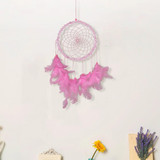 Sweet Girl Wind Flower Dream Catcher Birthday Gift Feather Ornaments(Pink)