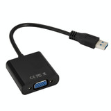 External Graphics Card Converter Cable USB3.0 to VGA, Resolution: 1080P(Black)