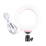 PULUZ 4.7 inch 12cm USB 3 Modes Dimmable LED Ring Selfie Beauty Vlogging Photography Video Lights with Tripod Ball Head(Pink)