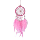 Mini Creative Dreamcatcher Crafts Hollow Wind Chime Car Hanging Decoration(Pink)