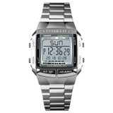 SKMEI 1381 Multifunctional Men Outdoor Business Sport Noctilucent Waterproof Digital Wrist Watch(Silver)