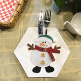 Snowman Pattern Tableware Knife Fork Pocket Cover Bag Christmas Decoration