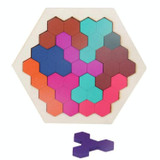 Kids 3D Wooden Puzzles Toy Children Geometry Tangrams Honeycomb Puzzles IQ Brain Training Educational Toys 10 PCS