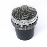 Studded Diamond Car Ashtray with Led Lamp(Bright Black)