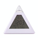 2 PCS Color Changing Pyramid Digital LCD Alarm Clock Thermometer Temperature Date Display Electronic Table Desktop Clocks
