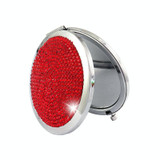 Diamond-encrusted Metal Double Side Folding Mini Portable Round Small Makeup Mirror(Red)