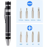 8 In 1 Multifunctional Mini Aluminum Tool Pen Screwdriver Set(Silver)