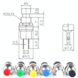 10 PCS 7mm Thread Multicolor 2 Pins Momentary Push Button Switch(Red)