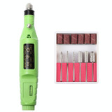 1 Set Power Professional Electric Manicure Machine Pen Pedicure Nail File Nail Tools 6 bits Drill Nail Drill Machine(EU Green)