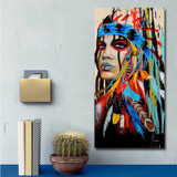 Modern Wall Art Prints Coloful Girl Feathered Women Canvas Painting For Living Room Home Decor, Size:30x45cm