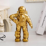 Astronaut Ceramic Model Dried Flowers Ceramic Vase for Tabletop Decor Tool, Shape:Walk(Gold)