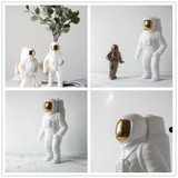 Astronaut Ceramic Model Dried Flowers Ceramic Vase for Tabletop Decor Tool, Shape:Walk(Silver)