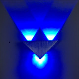 3W Aluminum Triangle Wall Lamp Home Lighting Indoor Outdoor Decoration Light, AC 85-265V(Blue Light)