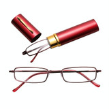 Reading Glasses Metal Spring Foot Portable Presbyopic Glasses with Tube Case +1.50D(Red)
