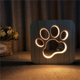 Creative Shape Wooden Night Lamp Bedroom Decoration Warm Light LED(Paw)
