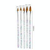 15 PCS Nail Art Crystal Brush UV Gel Builder Painting Dotting Pen Carving Tips Manicure Salon Tools