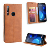 Magnetic Buckle Retro Crazy Horse Texture Horizontal Flip Leather Case for HTC Desire 19+(Desire 19 Plus) , with Holder & Card Slots & Photo Frame(Brown)