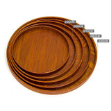 Creative Round Solid Wood Tea Tray Hotel Wooden Tay Storage Tray, Diameter: 24 cm