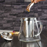 Stainless Steel Clear Heat Resistant Glass Filter Tea Pot, Capacity: 550ml