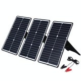 HAWEEL 3 PCS 20W Monocrystalline Silicon Solar Power Panel Charger, with USB Port & Holder & Tiger Clip, Support QC3.0 and AFC(Black)