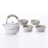 Portable Travel Ceramics Loop Handle Pot Teapot Teacup Set(White)