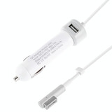 45W 5.1V 2.1A USB Interface Car Charger with 14.5V 3.1A L MagSafe Interface Data Cable(White)