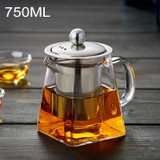 Stainless Steel Clear Heat Resistant Glass Filter Tea Pot, Capacity: 750ml