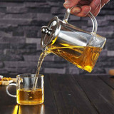 Stainless Steel Clear Heat Resistant Glass Filter Tea Pot, Capacity: 750ml