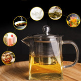 Stainless Steel Clear Heat Resistant Glass Filter Tea Pot, Capacity: 750ml