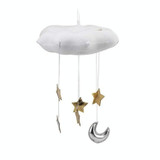 Baby Room Home Fecoration Creative Three-dimensional Cloud Star Cloth Bedside Hanging Scene Layout Props(White)