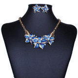 Crystal Enamel Flower Jewelry Sets For Women(Blue)