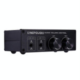 LINEPAUDIO A977 2 In 2 Out Switcher Full-balance Passive Preamp Active Speaker Double Sound Source Volume Controller (Black)