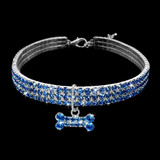 2 PCS Bling Rhinestone Dog Collar Crystal Puppy Chihuahua Pet Dog Collars Leash For Small Dogs Mascotas Accessories, Size:S (Blue)