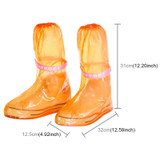 High Tube PVC Non-slip Waterproof Reusable Rain Shoe Boots Cover, Size:M (Orange)