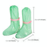 High Tube PVC Non-slip Waterproof Reusable Rain Shoe Boots Cover, Size:S (Green)
