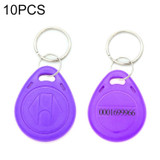 10 PCS 125KHz TK/EM4100 Proximity ID Card Chip Keychain Key Ring(Purple)