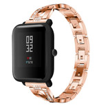 X-shaped Diamond-studded Solid Stainless Steel Watch Band for Amazfit 20mm(Rose Gold)