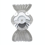 2 PCS Flower Shape Mirror Dial Diamond Grid Strap Quartz Watch for Women(Silver)