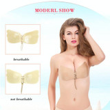 Women Self-Adhesive Strapless Bandage Blackless Solid Bra Silicone Underwear Invisible Bra, Size:XL(T Khaki)