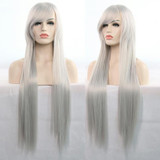 Anime Cosplay Role Playing Color Wig COS Harajuku Style 80cm Long Straight Hair(Silver)