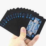 2 Set Plastic PVC Poker Cards Waterproof Black Playing Cards Creative Gift Durable Poker(Blue+Silver)