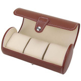 Portable Travel Watch Cylinder Protective Box Storage Bag(Brown)