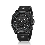 CAGARNY 6882 Fashion Waterproof Polychromatic Metal Shell Quartz Watch with Leather Wristband(Black Black)