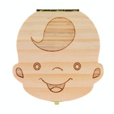 3 PCS Wood Baby Teeth Box Organizer Milk Teeth Storage Box, Language:French(Boy)